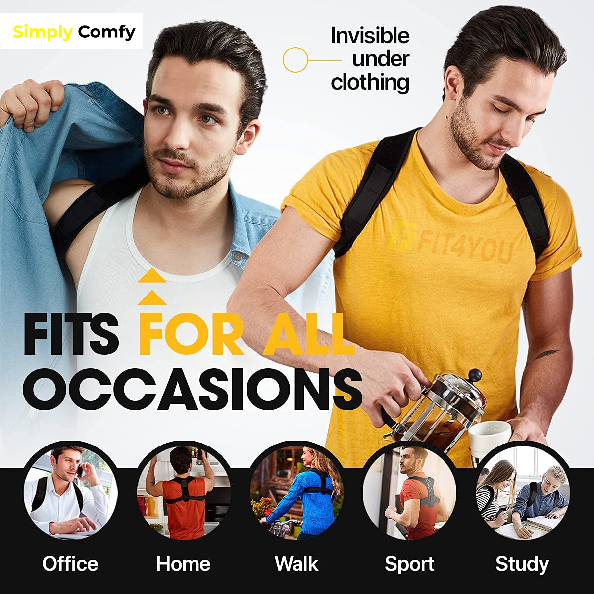 Posture Corrector For Men & Women Upper Back Support Brace / Belt_4